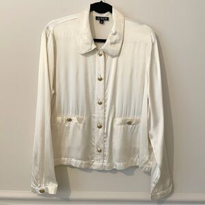 J. Crew White Blouse with Gold Buttons